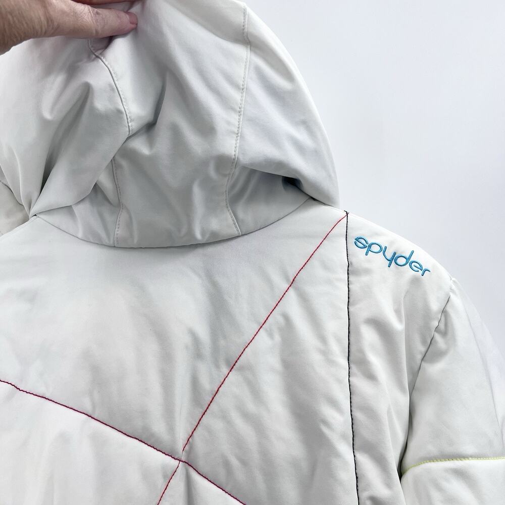 Spyder White & Multi-Colored Winter Snow Ski Jacket Girls Kids Size 18 - Picture 7 of 11